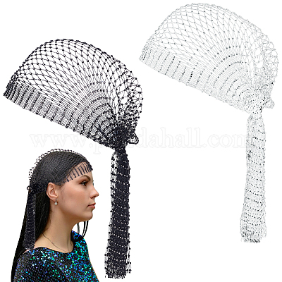 2 шт. 2-цветная сетчатая ажурная повязка на голову со стразами OHAR-GA0001-11-1