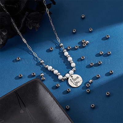 UNICRAFTALE 330pcs 6 Sizes Stainless Steel Beads 2-7mm In Diameter Small Hole Rondelle Beads Stainless Steel Color Smooth Seamless Beads Round Spacer Beads For Jewelry Making Stopper Beads