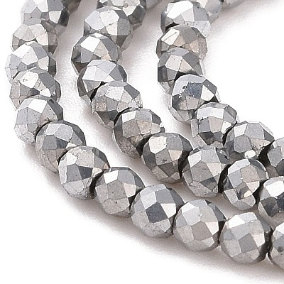 Стеклянные бусины с гальваническим покрытием  GLAA-H021-01A-FP08-1