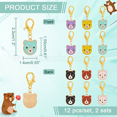 Подвеска в виде головы медведя из сплава эмали с замком маркеры петель HJEW-AB00028-1