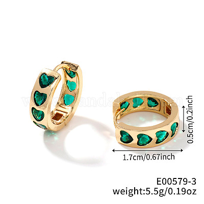 Романтические серьги-кольца из латуни в форме сердца со стразами KG7927-2-1