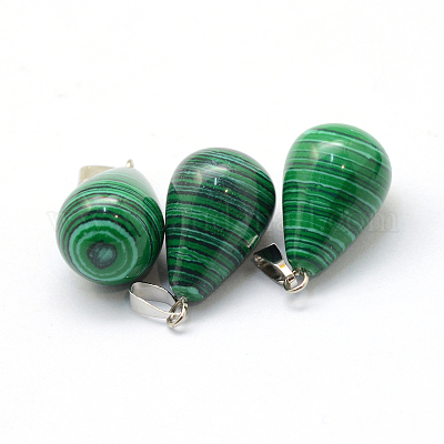 Подвески из синтетического малахита в форме капли G-Q435-13-1