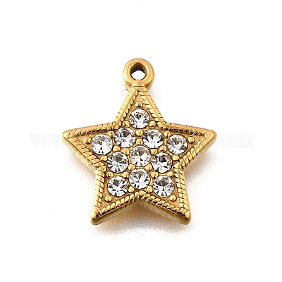 Подвески-шармы из нержавеющей стали 304 с микропаве из стразов STAS-K256-28G-02-1