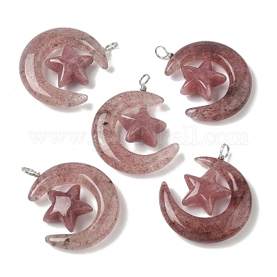 Натуральные кварцевые подвески из клубники G-Z086-01P-21-1