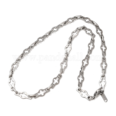 Ожерелья из цепочек с крестообразными звеньями из нержавеющей стали 304 для женщин и мужчин NJEW-JN05432-01-1
