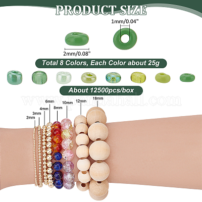 Смешанные 12/0 круглые стеклянные бусины&nbsp;SEED-PH0006-2mm-01-1