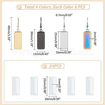 Набор для самостоятельного изготовления прямоугольных сережек-подвесок DIY-UN0005-40-1