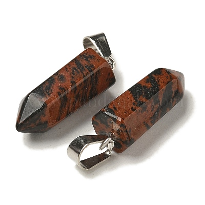Натурального красного дерева обсидиана подвески G-Z067-07P-17-1