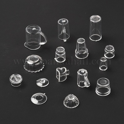 15 шт. Прозрачный пластиковый набор игровых чашек для еды AJEW-K030-04-1