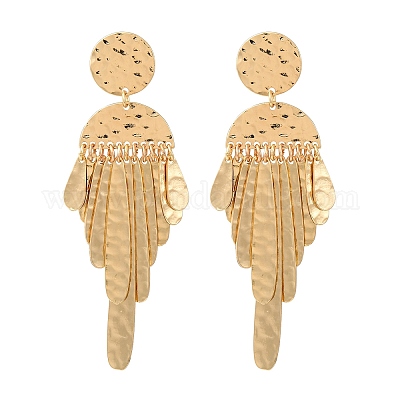 Плоские круглые серьги-люстры из цинкового сплава EJEW-Z107-03G-02-1