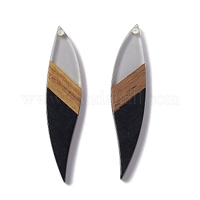 Большие подвески из непрозрачной смолы и орехового дерева RESI-M027-08I-1