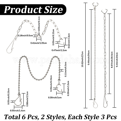 6 шт. 2 стиля 304 нержавеющая сталь цепочка для туалетного демпфера FIND-CN0001-90-1