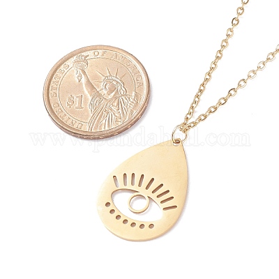 Ожерелье с подвеской от сглаза из нержавеющей стали 304 для женщин NJEW-JN03853-1