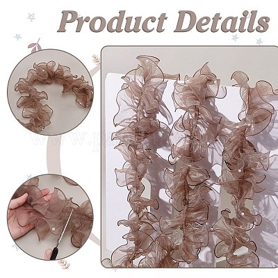 5 ярд плиссированной органзы с кружевной лентой&nbsp;OCOR-PH0004-67A-1