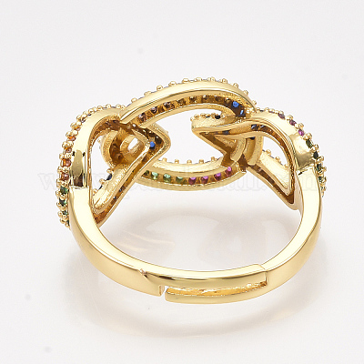 Регулируемые латунные кольца из микро-паве циркония RJEW-S044-014-1