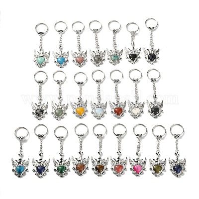 Брелок с подвеской в виде сердца из драгоценных камней и крыльев G-Z033-04P-1