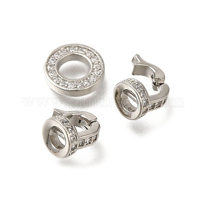 Кольцо с покрытием стойки латунь микропаве кубический цирконий складные застежки KK-F883-19P-01-1