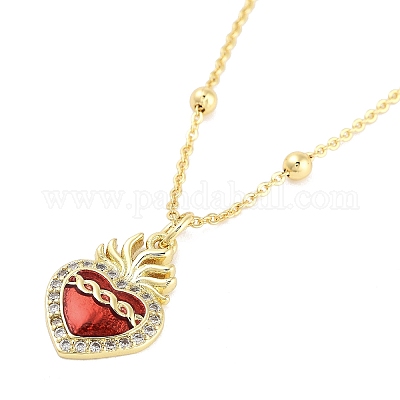 Ожерелья с подвесками из латуни с прозрачным кубическим цирконием NJEW-Z035-04B-G-1