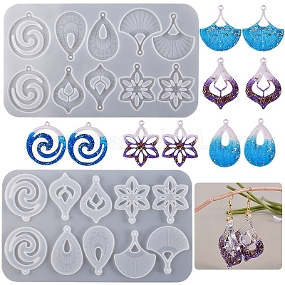 Water Droplet Earring Silicone Resin Molds Hollow Flower Epoxy