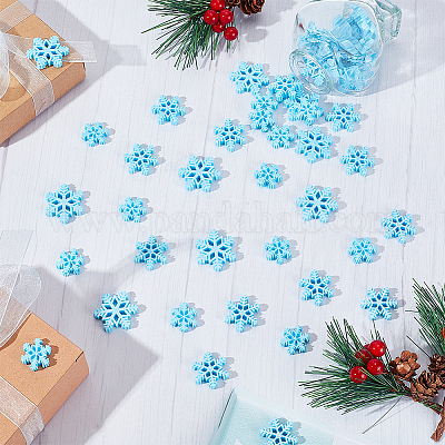 Wholesale OLYCRAFT 100Pcs Resin Snowflakes Decorations Blue