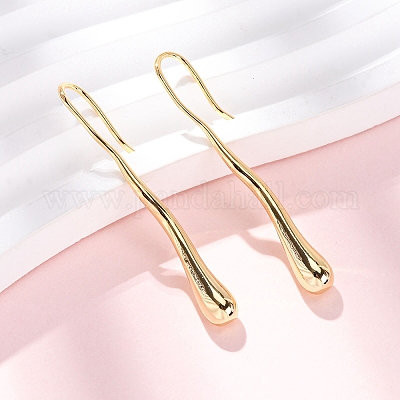Серьги-подвески из латуни в форме капли EJEW-F384-19G-1