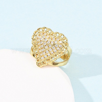 Регулируемые латунные кольца-манжеты с микропаве из кубического циркония для женщин RJEW-B139-08G-01-1