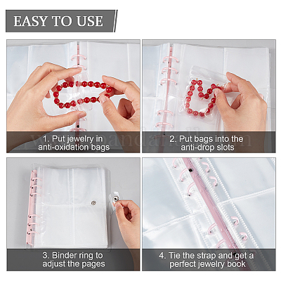 Transparent PVC Jewelry Organizer Storage Book with 160 Slots, Jewelry  Storage Loose Leaf 3 Inch Album with 50Pcs Zip Lock Bags, Holder for Rings