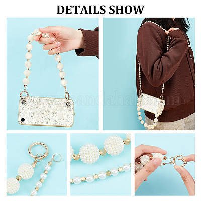 2pcs Vintage Pearl Bag Strap For Handbag Double Layer Chain Pearl
