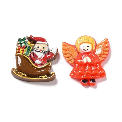 Кабошоны из непрозрачной смолы с рождественской тематикой CRES-M012-03-1