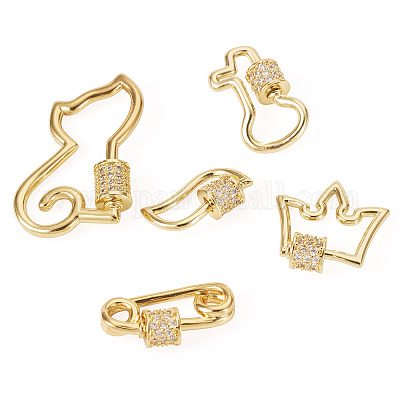 Латунь микропаве прозрачный кубический цирконий винт карабин брелоки KK-TA0002-47A-1