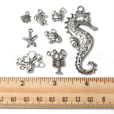 48 шт. 8 стильные подвески из сплава на тему морских животных в тибетском стиле FIND-FS0001-53-1