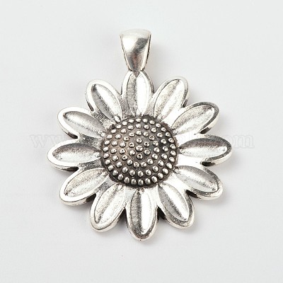 Подсолнух сеттинги сплава подвеска кабошон и половиной раунд / купольные прозрачного стекла кабошонов DIY-X0222-AS-1