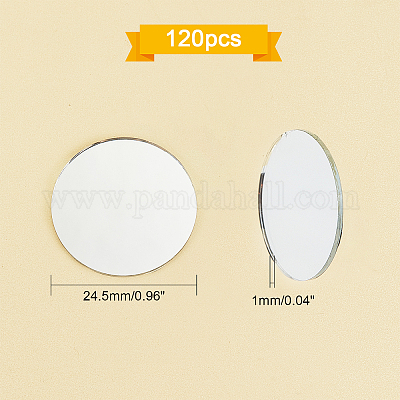 Wholesale SUPERFINDINGS 120Pcs 24.5x1mm Small Circle Mirror Tiles White  Mini Flat Round Glass Mirror for Arts Crafts Projects Traveling Framing  Decoration 