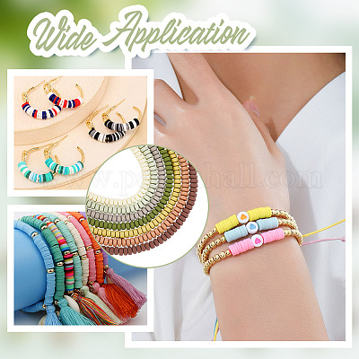 7 нитка 7 цвета бусины из полимерной глины ручной работы CLAY-AR0001-34-1