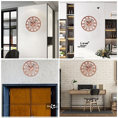 Настенные часы из натурального дерева с римскими цифрами HJEW-WH0008-13-1