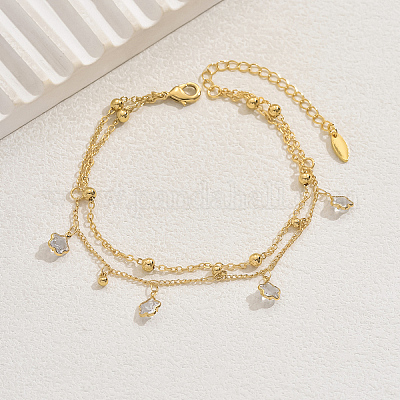 Милые и симпатичные женские браслеты на ногу с подвеской в виде звезды из прозрачного стекла и латуни IN3694-1