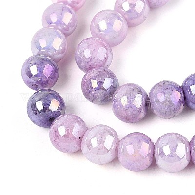 Гальванические непрозрачные стеклянные бусины EGLA-T026-8mm-05I-1