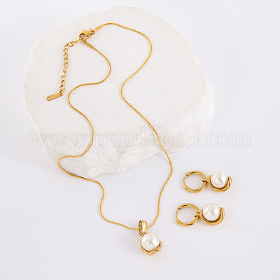 Комплекты из серег-колец и ожерелий с подвесками из нержавеющей стали 304 OK4265-3-1