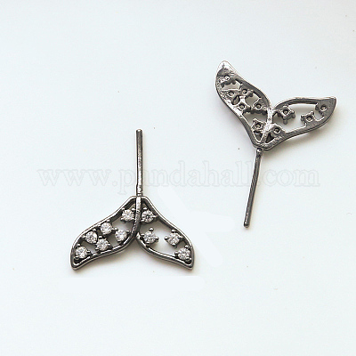 Булавки с головкой «рыбий хвост» из латуни с микропаве и прозрачным кубическим цирконием BAPE-PW0002-10C-B-1