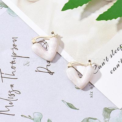 Серьги-кольца с эмалевыми сердечками JE1108A-1