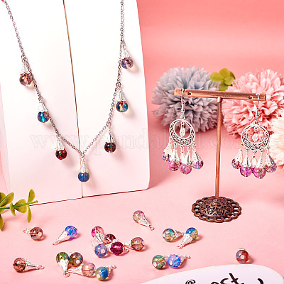 64 шт. подвески из стекла и сплава 8 стилей PALLOY-TA00177-1