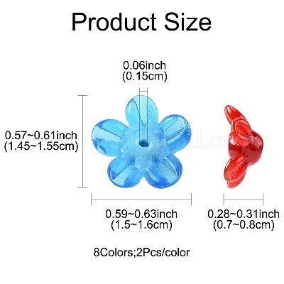 16шт 8 цвета бусины лэмпворк ручной работы LAMP-FS0001-26-1