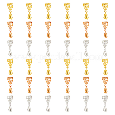 36 шт. 3-цветная филигранная стойка с покрытием из латуни для ледоруба KK-HY0001-83-1