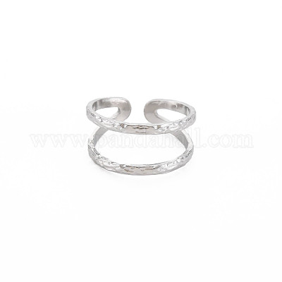 Некорневой 304 нержавеющая сталь двойная линия открытое кольцо-манжета для женщин RJEW-S405-200P-1