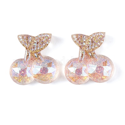 Прозрачные кабошоны из эпоксидной смолы с фруктовой вишней и декодированием CRES-M034-08C-1