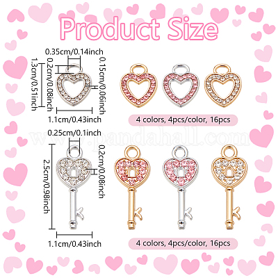 32 шт. 8 стиля подвески в форме сердца из сплава со стразами ENAM-NB0002-22-1