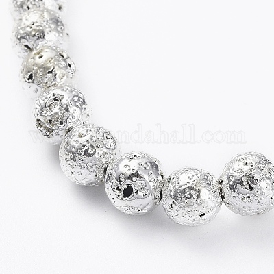 Гальванические браслеты из натурального вулканического камня BJEW-G623-01S-6mm-1