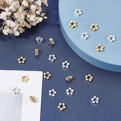 40 шт. 2-цветная стойка с покрытием из экологически чистой латуни с бусинами KK-FH0004-05-1