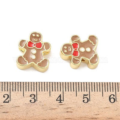 Рождественские латунные эмалевые бусины KK-I474-G20-1