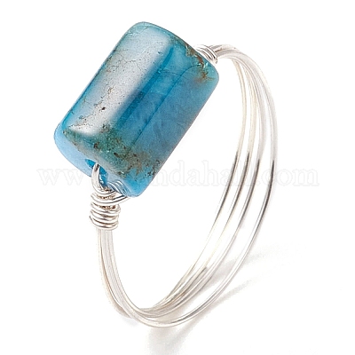 4 шт. 4 стиля набор колец для пальцев с натуральным апатитом RJEW-TA00149-1